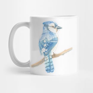 blue jay watercolor bird portrait Mug